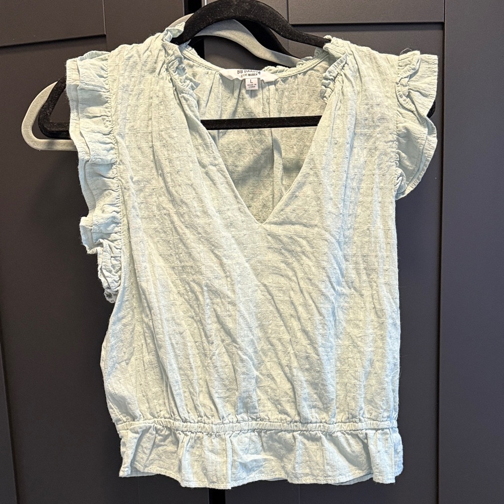 BB Dakota by Steve Madden Light Blue Ruffle Blouse